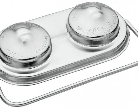 Redline Restomotive® Brake Master Cylinder Cover, Power Or Manual, 5" x 2-3/8", Chrome