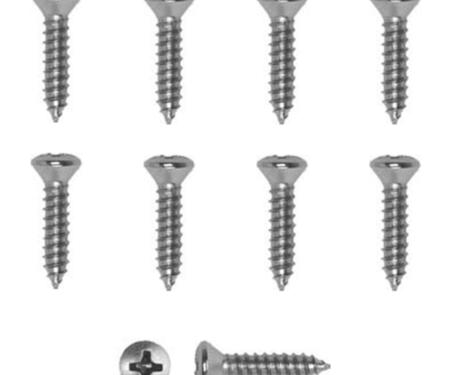 Redline Restomotive® 1955-1972 Chevy Full Size 10 Piece Chrome Door Sill Plate Screws