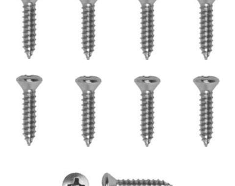 Redline Restomotive® 1955-1972 Chevy Full Size 10 Piece Chrome Door Sill Plate Screws