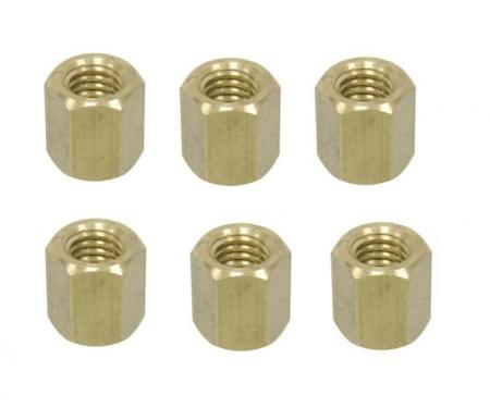 Redline Restomotive® 1956-1980 Chevrolet Corvette 6 Piece Exhaust Manifold Brass Stud Nut Set